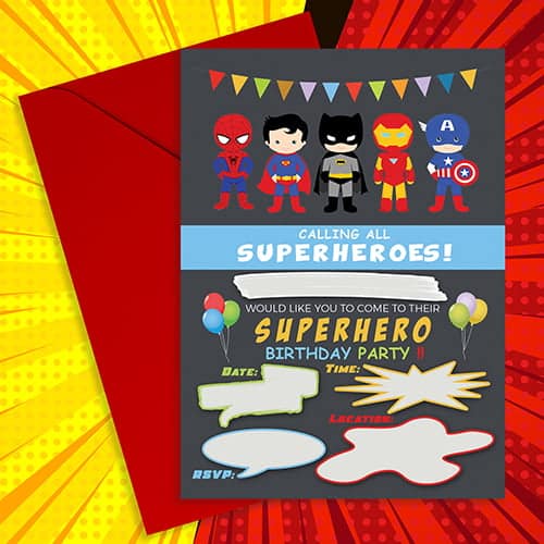 Cool Superhero birthday party invitations