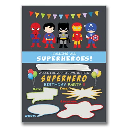 Strivee - Superhero Kids Party Invites | Cool Invitation Pack