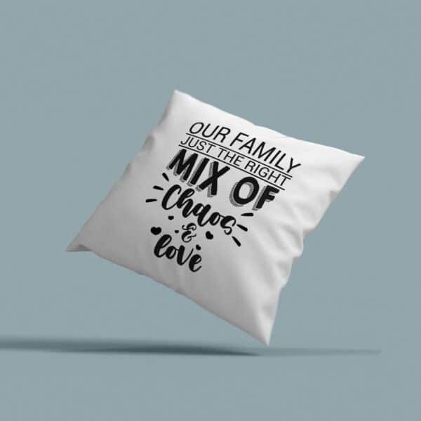 Strivee - Pillow Cover & Insert - Inspirational Motivational Chaos Love Pillow Cushion Gift Idea for His or Her, Our Family Quote Cushion