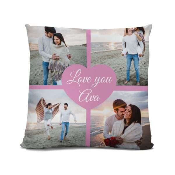 Personalised Heart Photo Collage Cushion