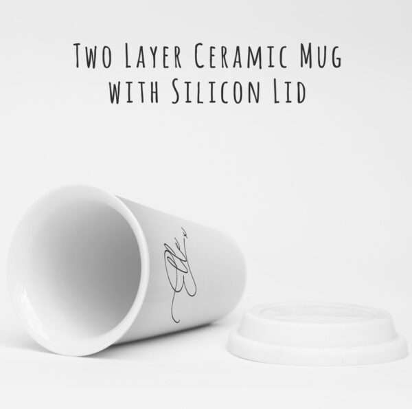 Strivee - Personalised Name Ceramic Travel Mug with Lid | Calligraphy Design