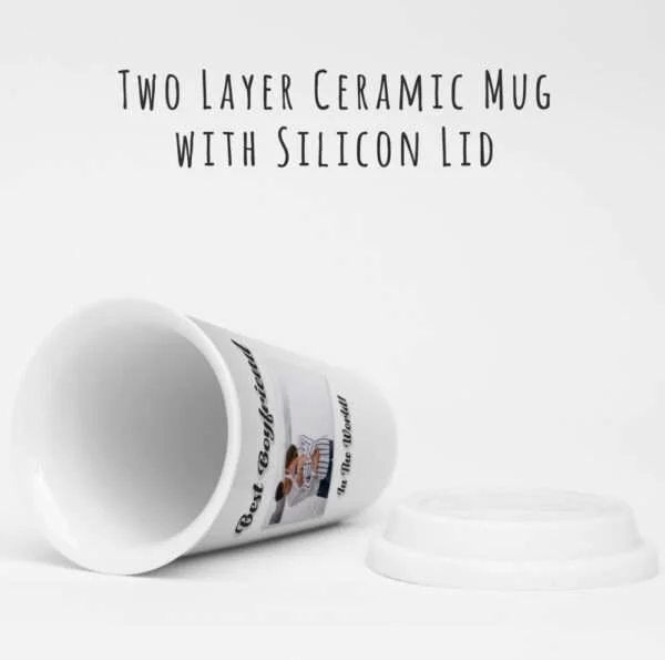 Strivee - Personalised Ceramic Travel Mug with Lid | Photo and Text