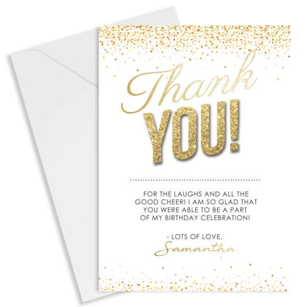 Strivee - Personalised Birthday Party Thank You Cards - Glitter Effect