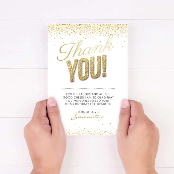 Strivee - Personalised Birthday Party Thank You Cards - Glitter Effect