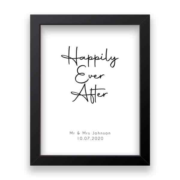 Strivee - Personalised Happily Ever After Print - Customisable with Black or White Frame