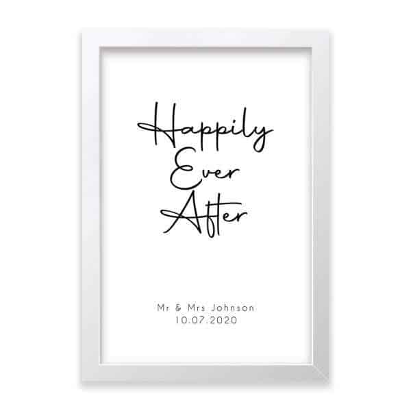 Strivee - Personalised Happily Ever After Print - Customisable with Black or White Frame