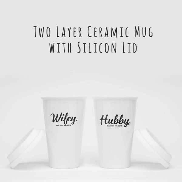 Personalised Hubby and Wifey Ceramic Travel Mug
